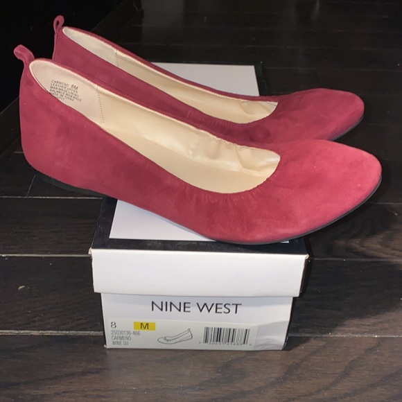 Red Suede Ballet Flats by Nine West NWB - Picture 4 of 5
